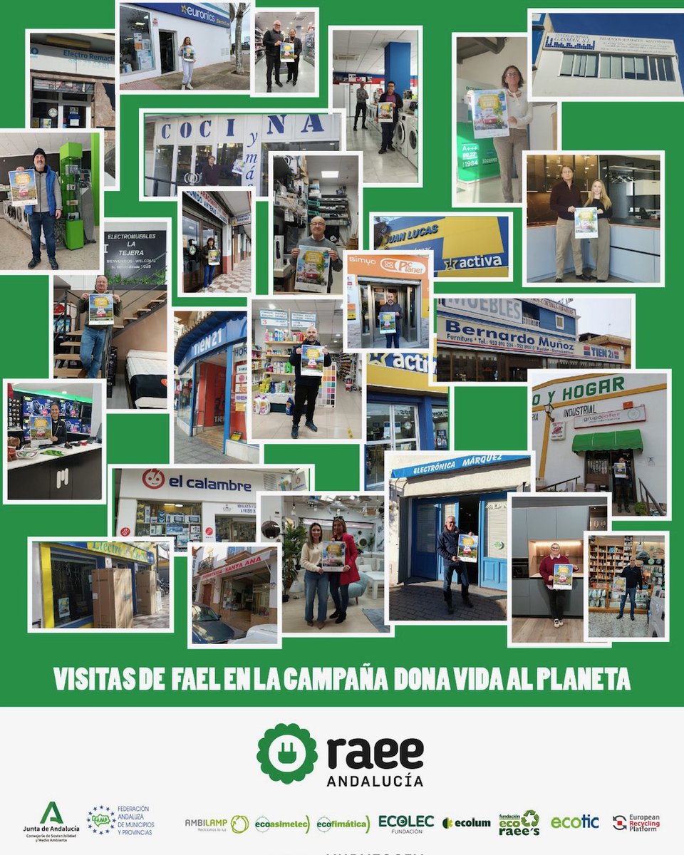 🟢Seguimos con las #visitasinformativas a comercios del #SectorElectro dentro de la campaña #DonaVidaAlPlaneta, impulsada desde <a href="/RAEEAndalucia/">RAEE Andalucía</a> 
Más de 350 comercios visitados!😃
♻️Sensibilizar y fomentar el correcto reciclaje de #RAEE en Andalucía

<a href="/MedioAmbAND/">Consejería de Sostenibilidad y Medio Ambiente</a>
<a href="/FAMPcomunica/">FAMP Comunicación</a>