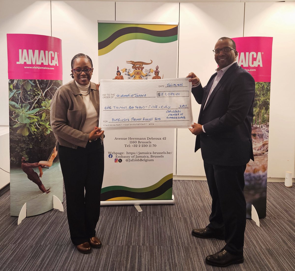 #BilateralHighlight This week Ambassador Mills met with Mr. Anthony Brand, Advisory Board Member of the Caribbean Chamber of Commerce in  Europe (CCCE). He used the opportunity to formally advise of the donation made by the Chamber toward relief and recovery efforts in Jamaica/