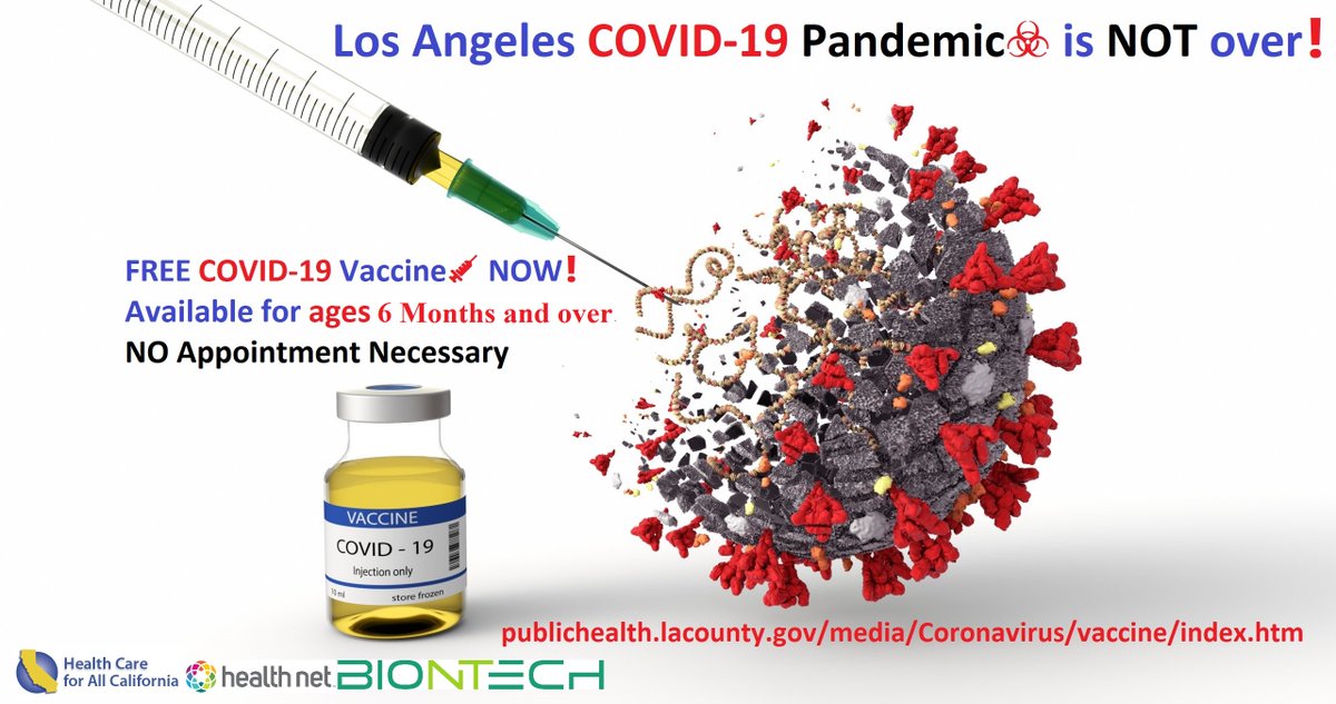⚠COVID-19 Pandemic☣ is NOT over and, likely to get much worse⚠ New more resistant, infectious &amp;, deadlier #variants easily emerge when containment &amp; #vaccination💉is ignored❗ PLEASE get a FREE updated #COVID19  #Vaccine💉NOW to help end this #Pandemic. publichealth.lacounty.gov/media/Coronavi…