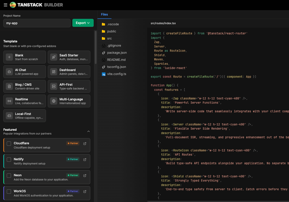 FullstackFlow's tweet photo. This is huge! 🚀 

TanStack Builder simplifies the entire stack from routing to data management. For anyone building with TanStack, this eliminates so much boilerplate. 

#tanstackbuilder #tanstackstart https://t.co/Uxvv9dhFCc