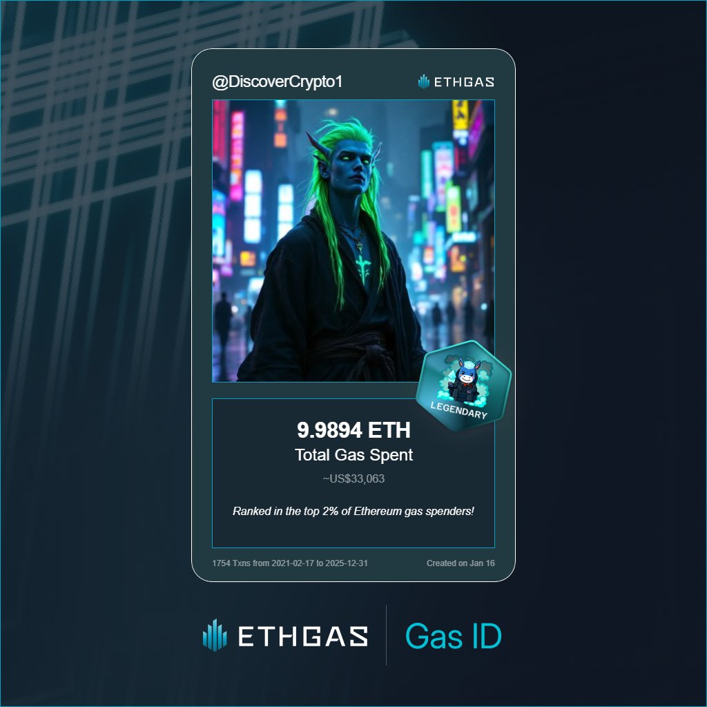 Just unlocked my Gas ID via ETHGas 🪪

I'm a Legendary Jack with 9.9894 ETH spent on gas since Beacon Chain - now fueling my climb to the Gasless Future and earned 4000 Beans already. 

Reveal yours at ethgas.com/community/gas-…
