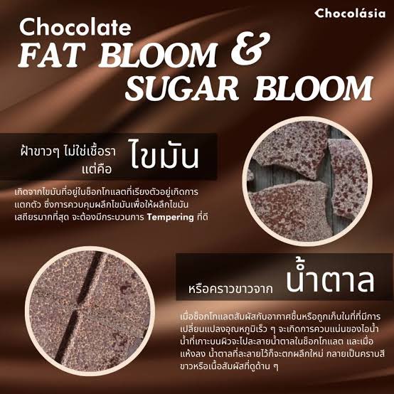 arabiakragen's tweet image. ไปถามแชทมา ~ ไม่อันตรายแต่น่ากลัวนะ ไม่กล้ากิน 555 🤣 🍫 Sugar Bloom (ชูการ์บลูม) คือ ภาวะที่เกิดผลึกน้ำตาลสีขาวขุ่นคล้ายฝุ่นหรือจุดดวงๆ ขึ้นบนผิวช็อกโกแลต สาเหตุหลักเกิดจากความชื้นหรือการเปลี่ยนแปลงอุณหภูมิอย่างรวดเร็ว ทำให้น้ำตาลในช็อกโกแลตละลาย แล้วตกผลึกใหม่เป็นเกล็ดหยาบๆ