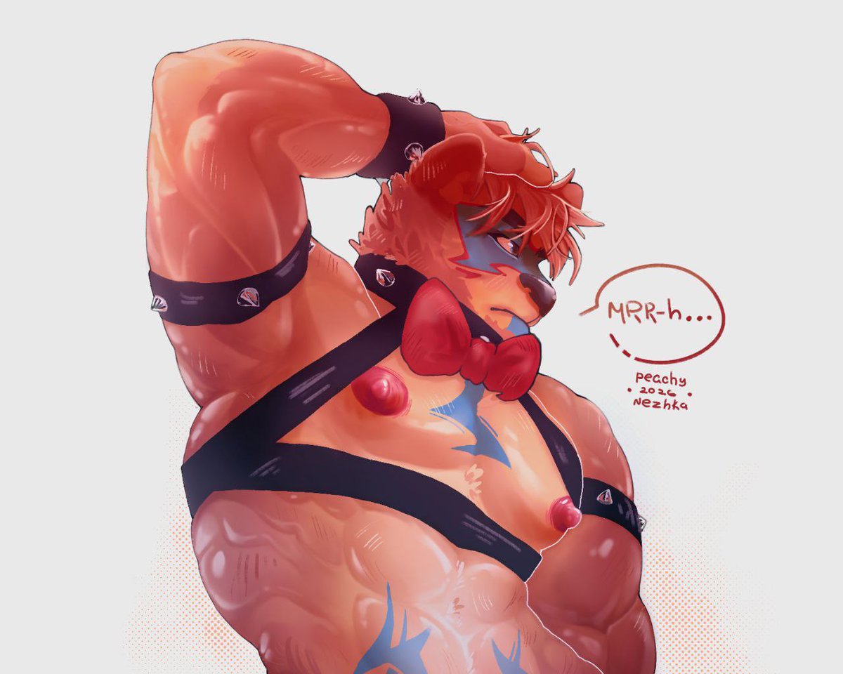 • a sweet Teddy Bear is at your disposal!  
• just be careful, he's got a bad temper  

─────────────── * peachy kiss *   
#digitalart #cartoons #furry #furryartist #bear #fnaf #fnafsb #glamrockfreddy #peachynezhka