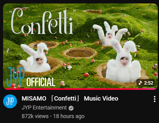 TFVUnion's tweet photo. Just a sweet reminder to please stream the MV for MISAMO-TOKKI. 🫶 We're still far from 2M views and it's been 18 hours. 
🎊https://t.co/HF8yebsSk6 

Please also join us on Stationhead: https://t.co/vNT7WsBr87 

#MISAMO #MINA #SANA #MOMO #MISAMO_PLAY #Confetti

@JYPETWICE_JAPAN https://t.co/I3cxqUGnud
