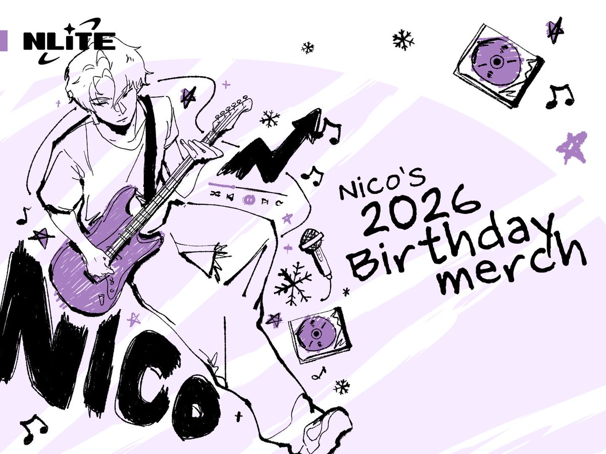 NLiTEOfficial's tweet photo. ❄️ NEW MERCH ALERT ❄️

《Nico's 2026 Birthday Merch》
❄︎ Graphic T-Shirt
❄︎ Chain Bracelet w/ Charms
❄︎ Exclusive Hand-signed Photocard

~Creative Direction by Nico~

Now available on our official store!
https://t.co/T3JTME3FJR https://t.co/EE0i7HnVxX
