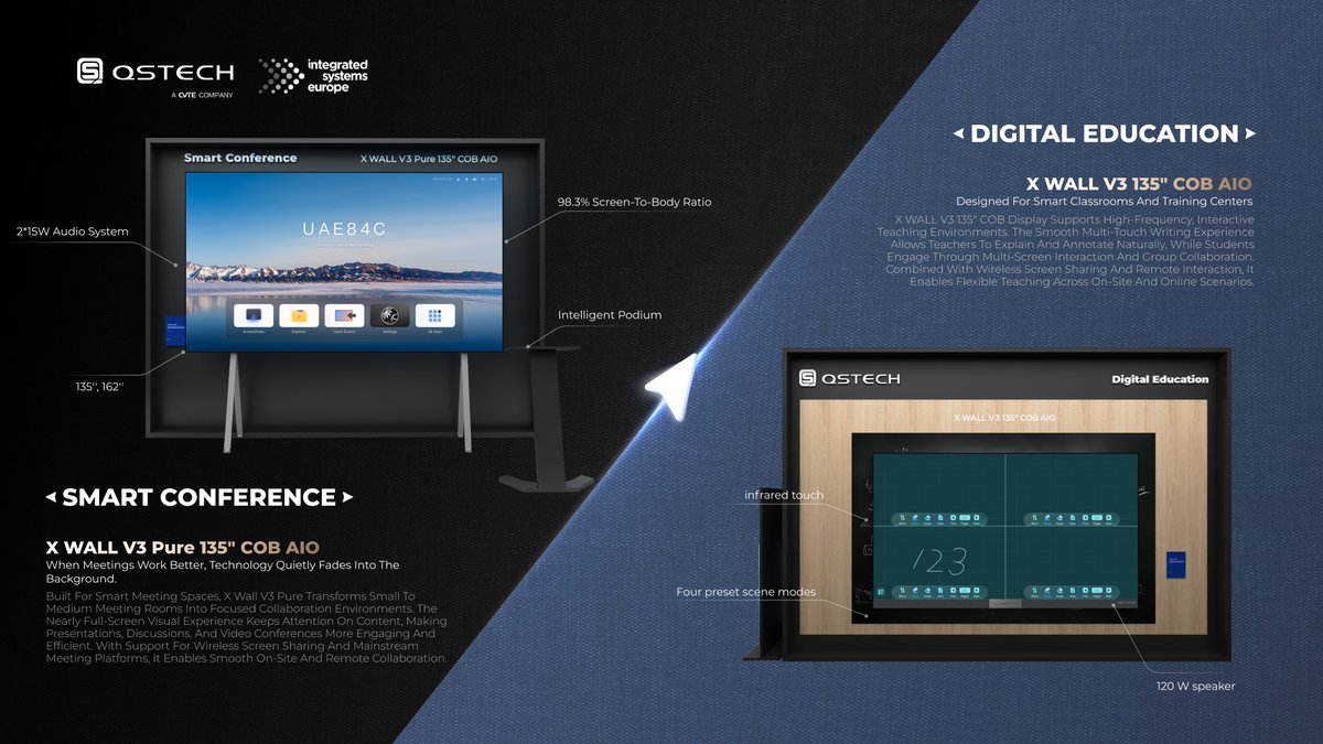 All in QSTECH.
One screen. Every scenario.
📍 ISE 2026
 Booth 3M100 | Hall 3
📩 marketing@qs-tech.com
🌐 qs-tech.com

#AllInQSTECH #ISE2026 #LED