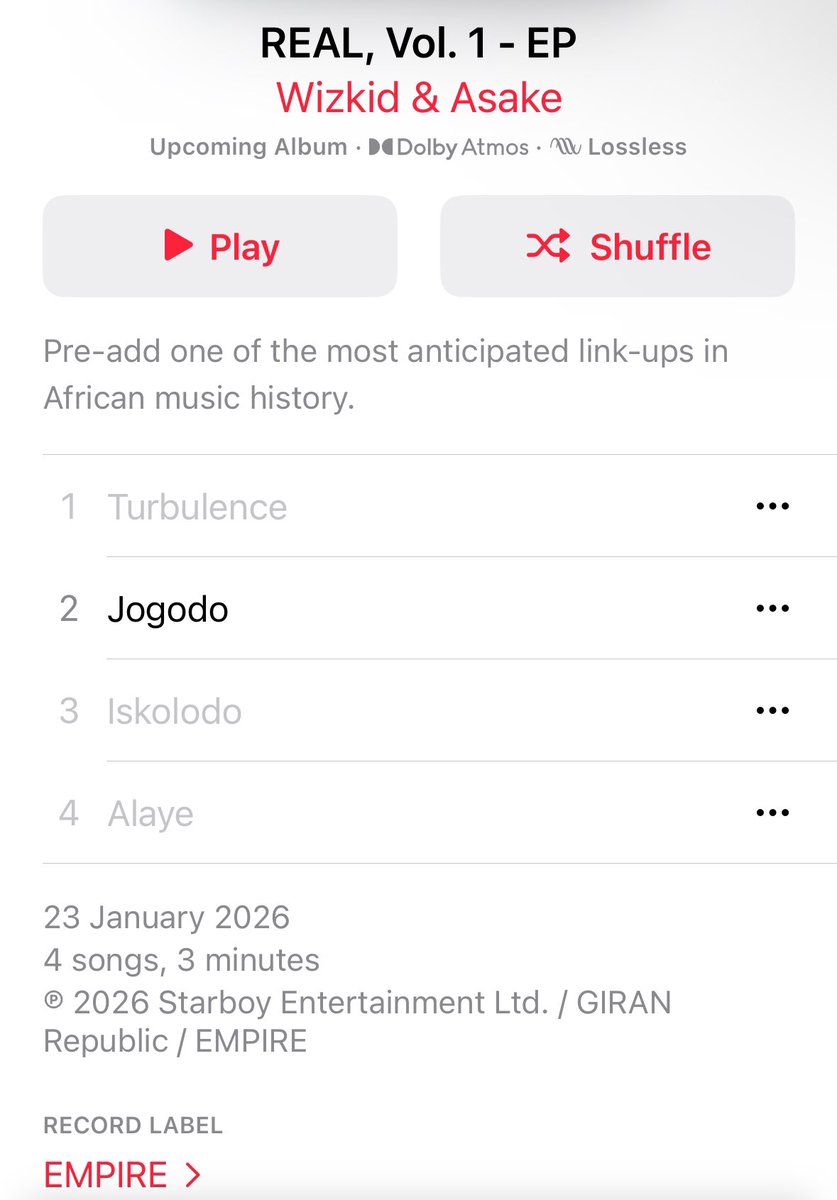 🚨WIZKID &amp; ASAKE 
“REAL VOL. 1” EP 

OUT NEXT FRIDAY..!!!