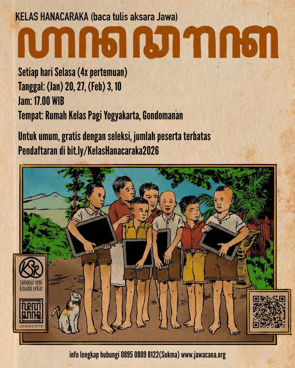 sekolah semester baru udah mulai,
yg mau belajar aksara Jawa utk persiapan ujian akhir bahasa Jawa…mari ke <a href="/jawacana/">jawacana</a> 

tetap gratis