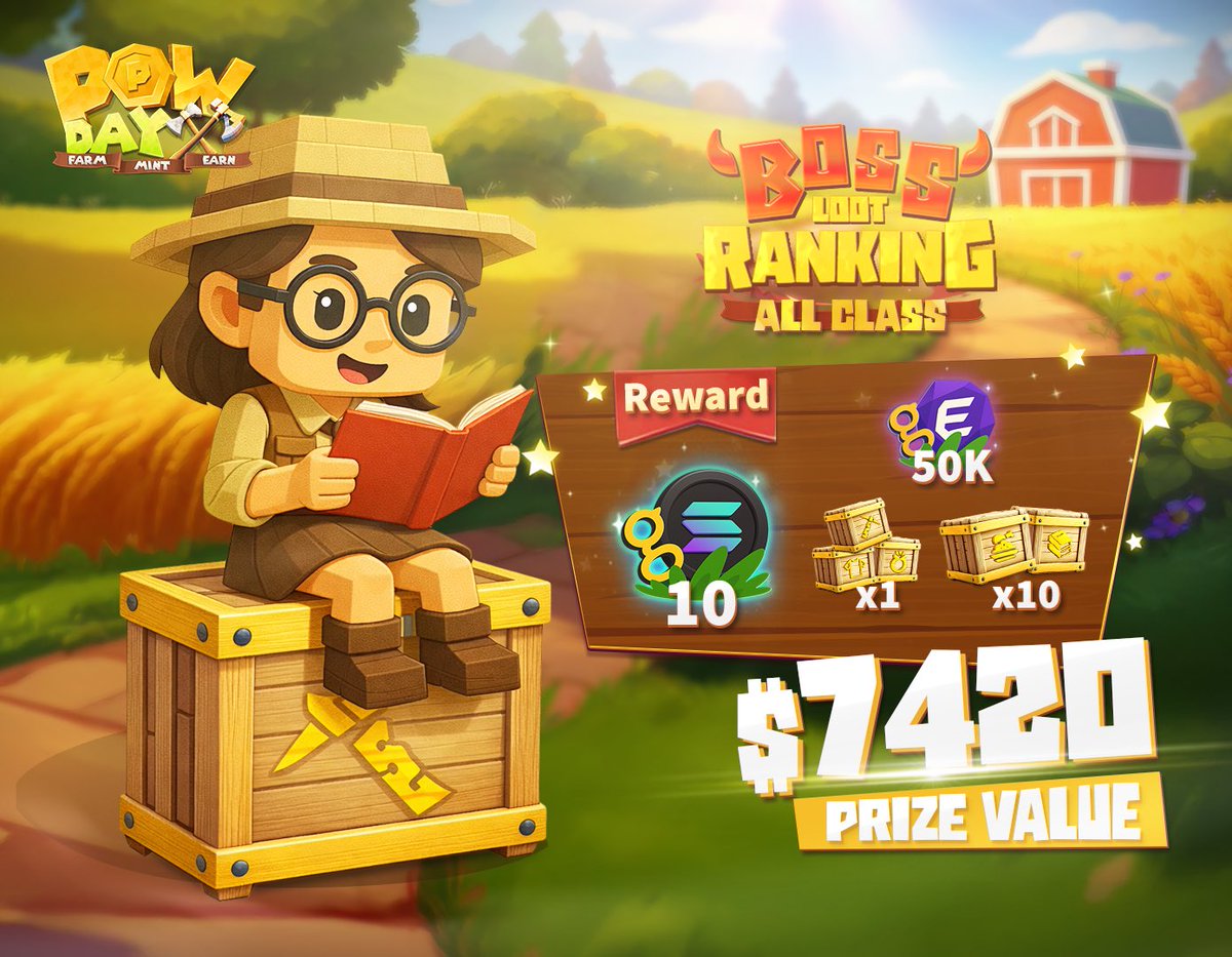 🫅TOP 1 – Boss Loot Leaderboard (All Classes)

Total rewards worth nearly $7,500 💰💰
•10 gSOL
•50,000 gEVA
•1 Legendary Tool Crate
•1 Legendary Clothes Crate
•1 Legendary Jewelry Crate
•10 Legendary Food Crates
•10 Legendary Book Crates

In addition, the player who wins