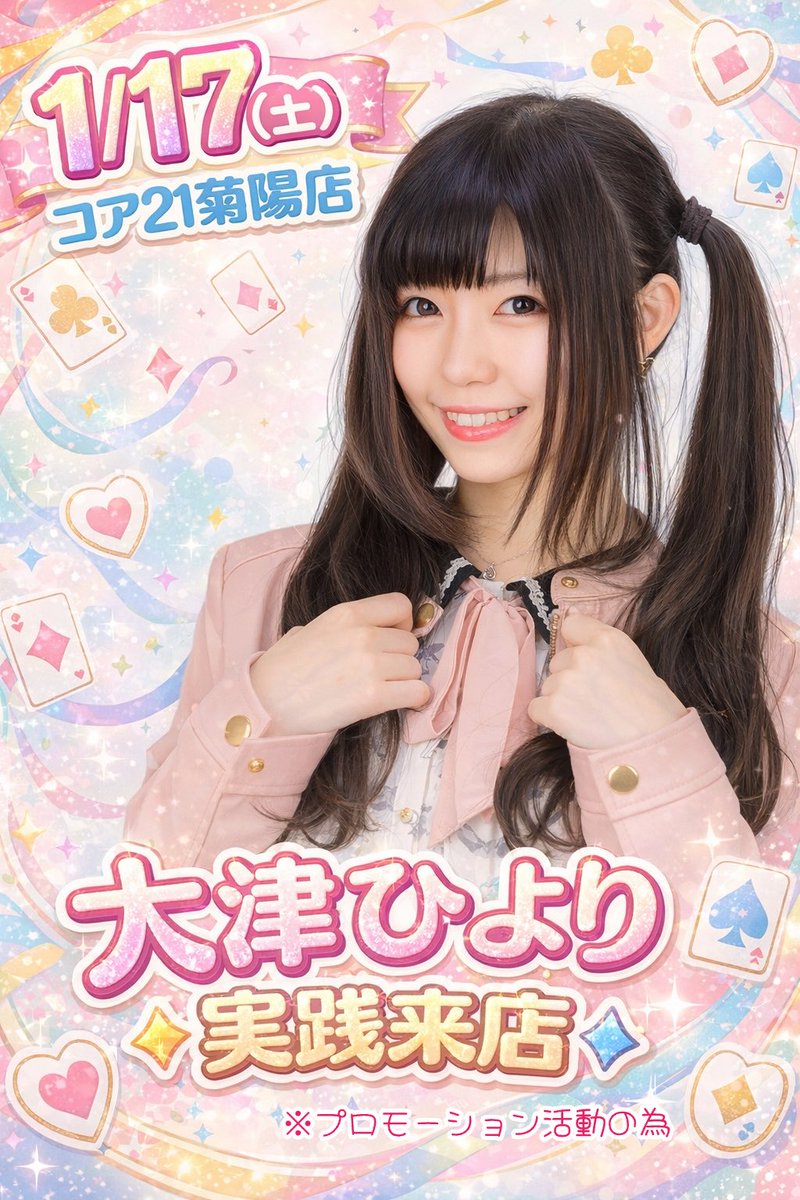 明日1/17(土)は熊本を中心にマルチに活躍中🎤 大津ひよりがコア21菊陽
