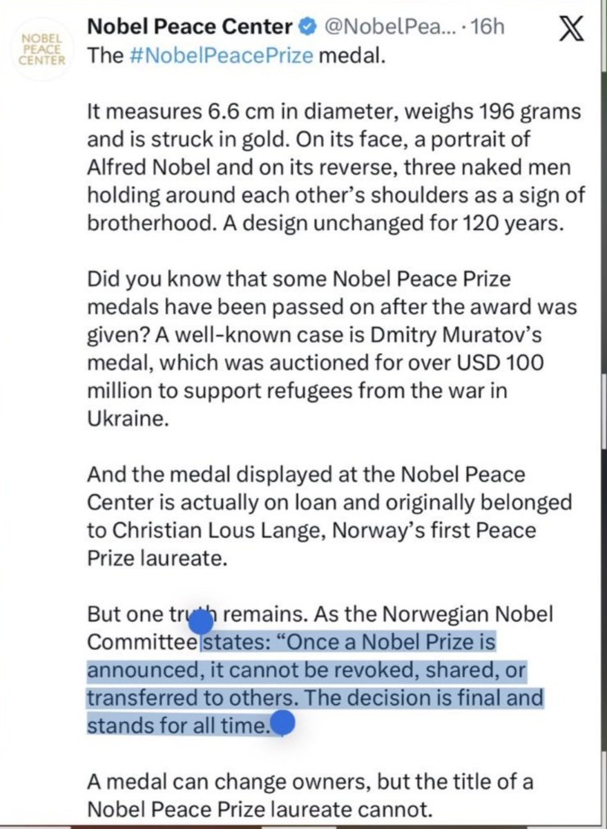 Suposo que ara l'Academa del Nobel li retirarà a la Corina?