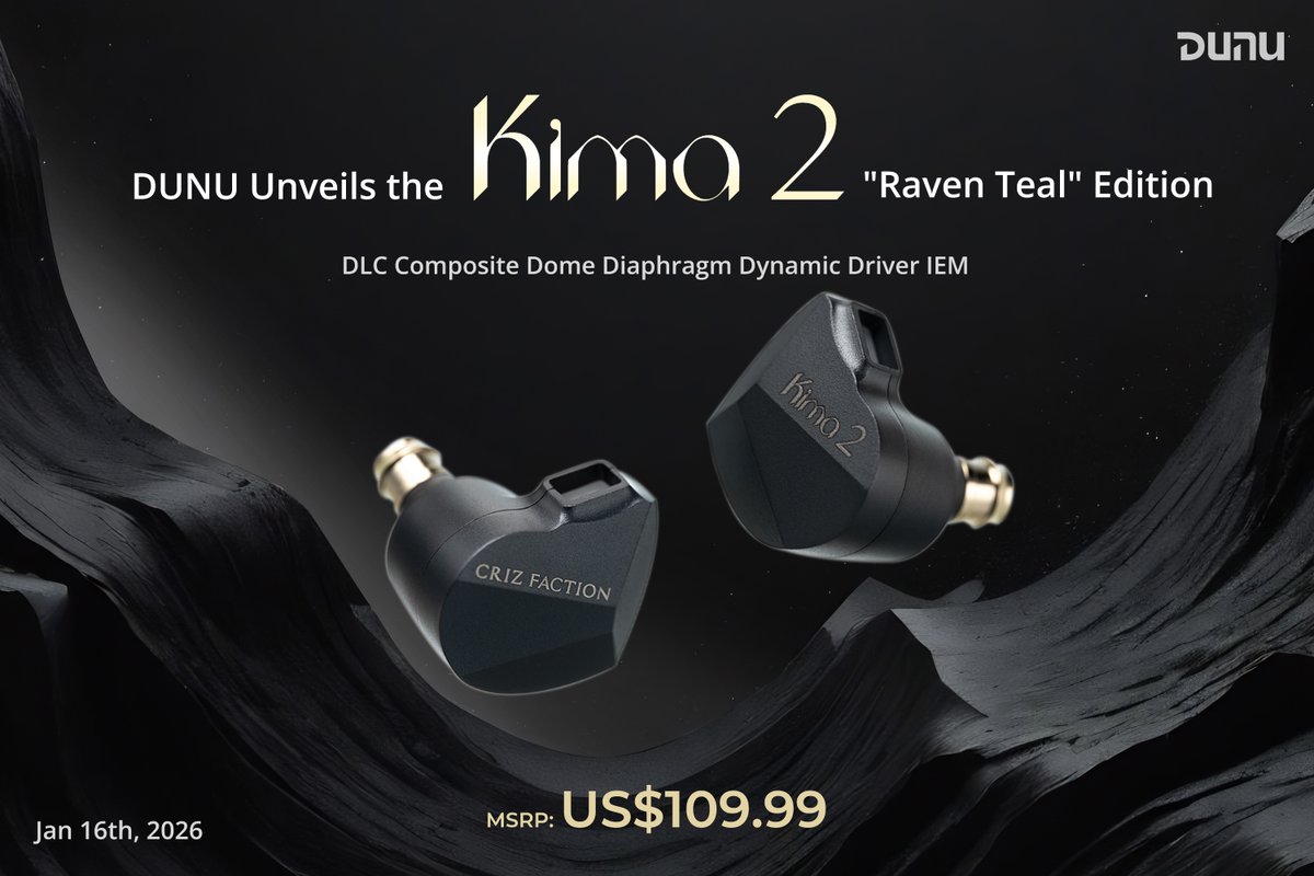 HifigoJp's tweet photo. 🖤 DUNU Kima 2 Raven Teal Edition、ついに登場！
✨ 伝説はさらにクールに🦚 新カラーで魅せる
💬 VERNUS のスピリットを宿す、圧倒的存在感🌟

HiFiGo：https://t.co/r8kzHMmoJS

#DUNU #Kima2 #HiFiGo #RavenTeal #Vernus #IEM #HiFi #オーディオ #新製品 https://t.co/cr0cPhhMYR