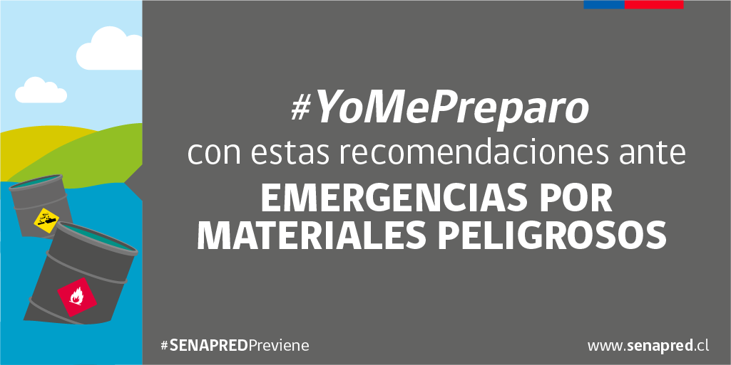 '☢️ Ante una emergencia con materiales peligrosos, aléjate inmediatamente del lugar, evacuando a lo menos 2 cuadras (200 metros). Más información en web.senapred.cl/materiales-pel…