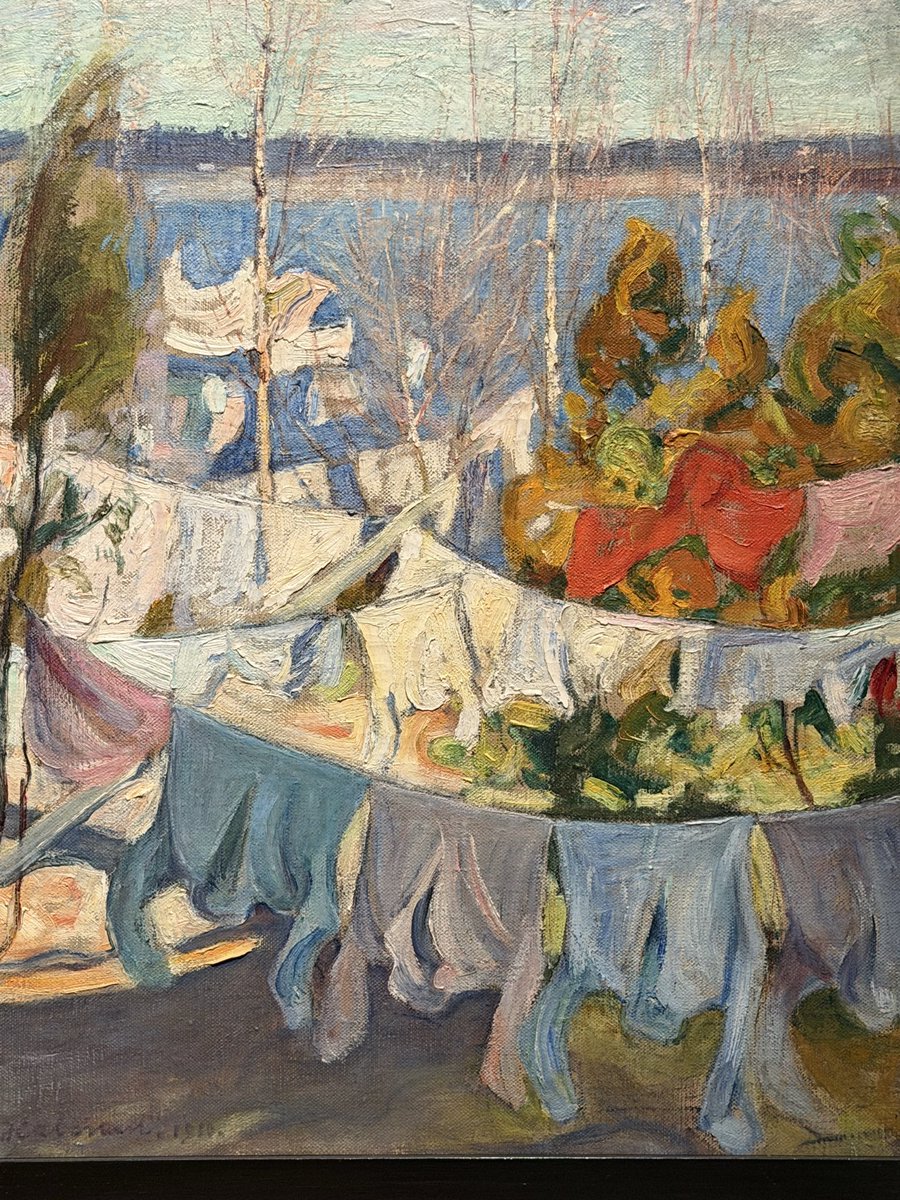 binnie's tweet image. pekka halonen : patriotisme et écologie, paysages hivernaux, stalactites, verglas, ciels menthe, rapides, amas neigeux, pseudo pistes de ski, pins et bouleaux