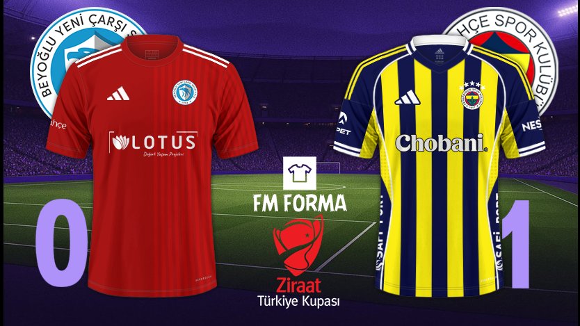 FmForma's tweet image. 🏆Ziraat Türkiye Kupası
🗓14.01.2026
⏱20:30
📅C Grubu
🏟Recep Tayyip Erdoğan Stadyumu
⚽️#BeyoğluYeniÇarşı 0️⃣🆚#Fenerbahçe 1️⃣