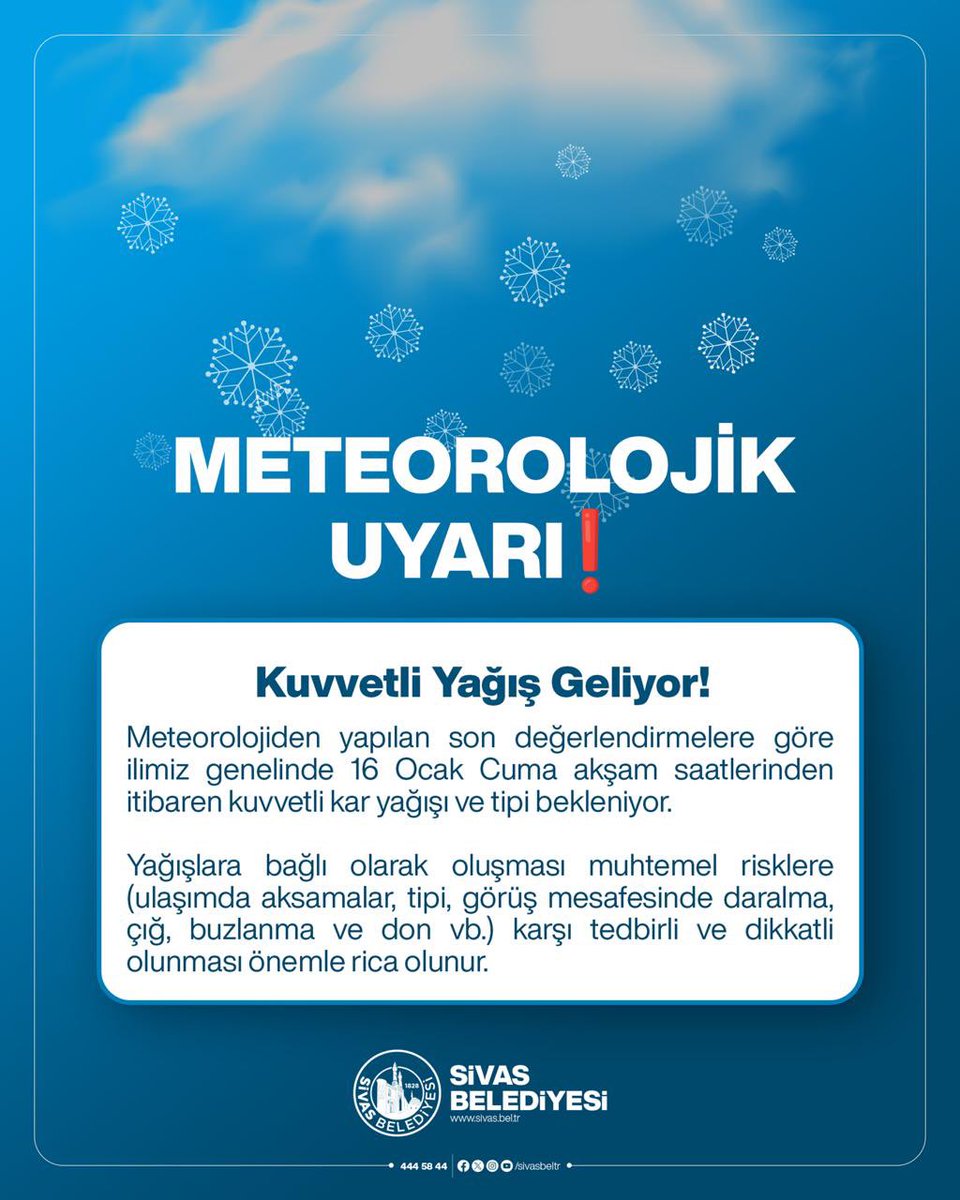 sivasbeltr's tweet photo. Meteorolojik uyarı ⚠️❄️ https://t.co/ySZkSdVOsQ