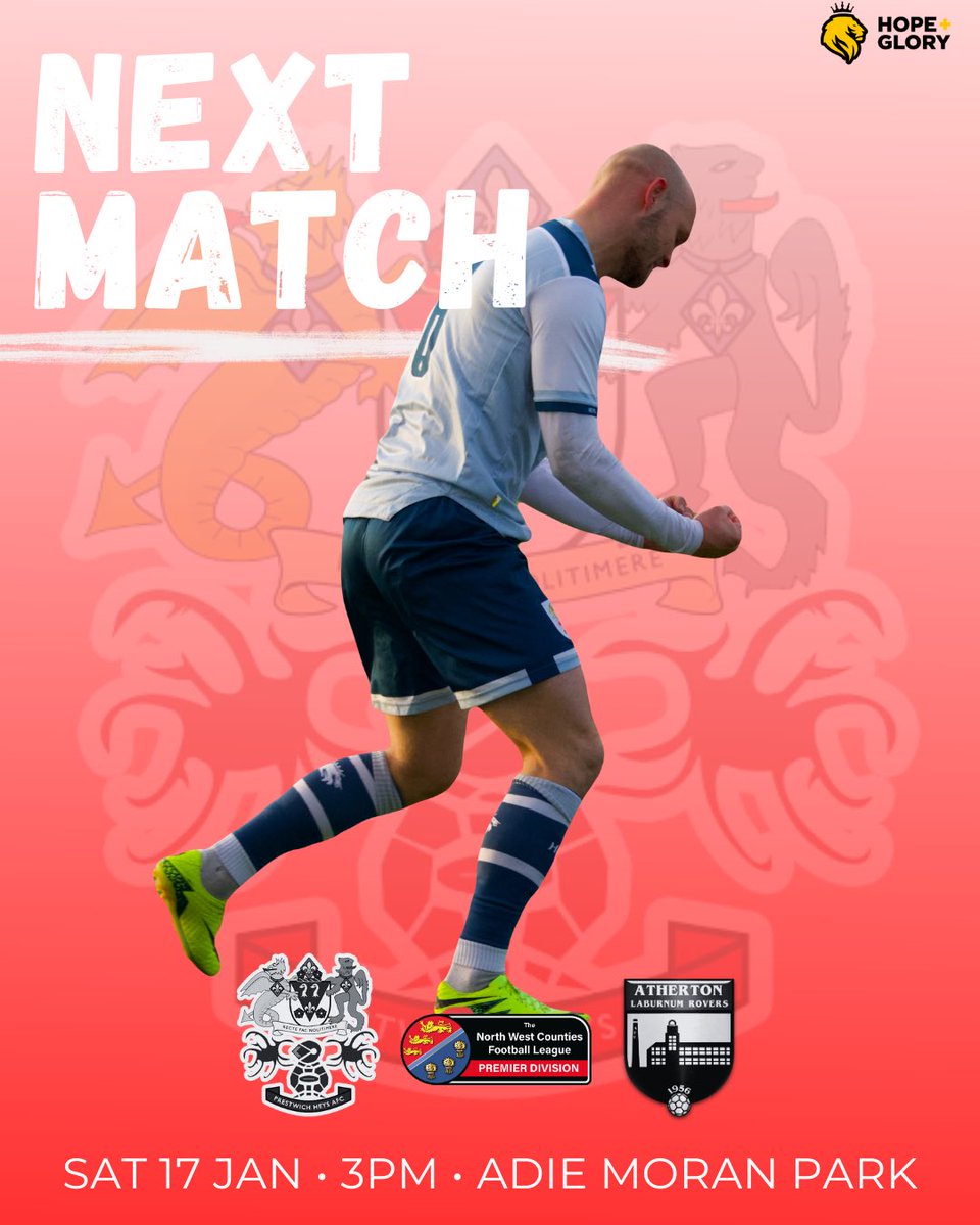 A home game in 2026 for the first time! 

Tomorrow we welcome Atherton LR in the first of a double header, who will be joining us?

🆚 <a href="/AthertonLRFC/">Atherton Laburnum Rovers FC</a> 
🏟️ Adie Moran Park
📆 17/01/26
⏰ 3PM
🎟️ Adults £7, Concessions £4, Under 16s FREE
💷 Cash and card accepted

#UpTheHeys