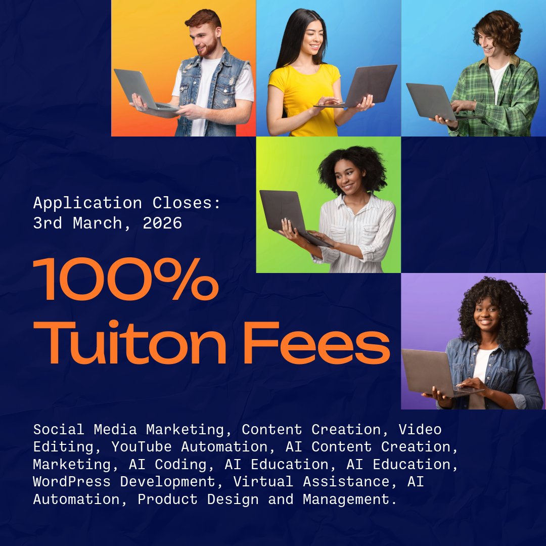 beladtechmedia's tweet photo. Belad Tech Academy is pleased to announce our latest scholarship intake, focused on empowering the next generation of digital innovators.

📅 Application Deadline: March 3rd, 2026

🔗 Apply Now: https://t.co/6eyHhkZWmh

#beladtech https://t.co/GdcSPrK3Ve