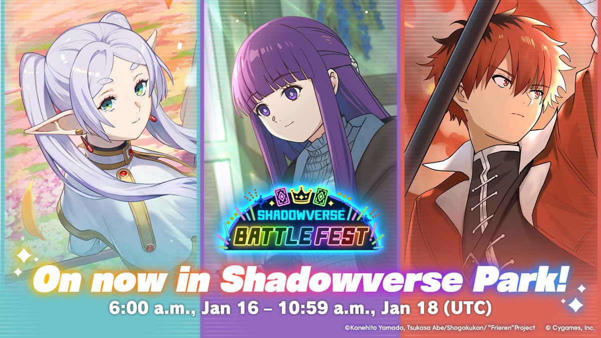 shadowversegame's tweet image. Day 2 of the Shadowverse Battle Fest has begun!

Do your best to collect all your rewards and rack up delegate draw tickets before the Fest Finale kicks off tomorrow! ⚔️

Details: shadowverse-wb.com/en/news/detail…

#Shadowverse #Frieren