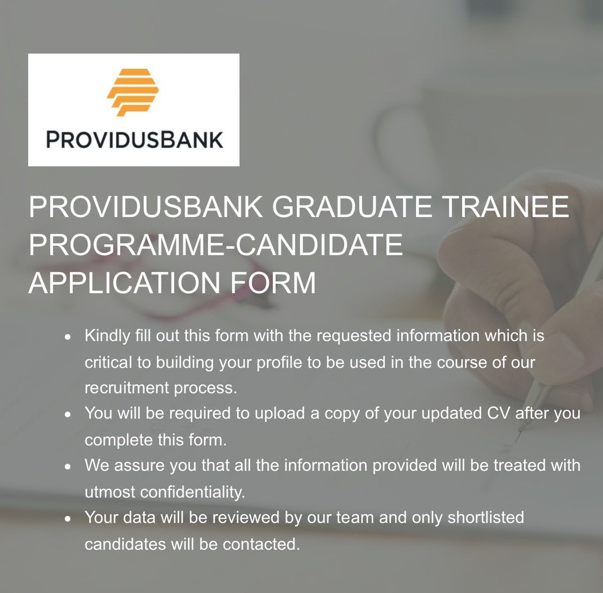 Providus Bank Graduate Trainee Program.

forms.cloud.microsoft/pages/response…

<a href="/ProvidusBank/">ProvidusBank</a>