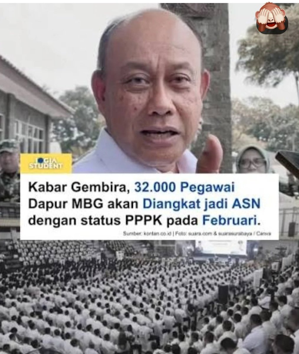 yaniarsim's tweet image. Honorer puluhan thn, ikut mencerdaskan bangsa tapi gajinya kecil.
MBG baru se-thn pegawainya sdh jd ASN, udah korup, meracuni diberi hadiah pulak...ampun wok.