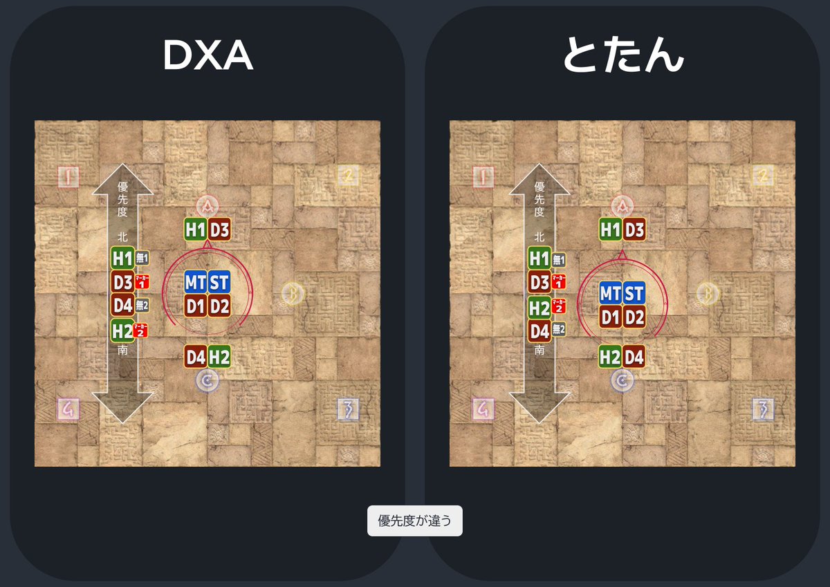 tatami_ja's tweet photo. メテオスタンピード、DXA式・とたん式の違い
固定メンに説明するためにスライド作ったのでついでに公開しときます。間違ってたらおせーて https://t.co/kG5OfHKsTV