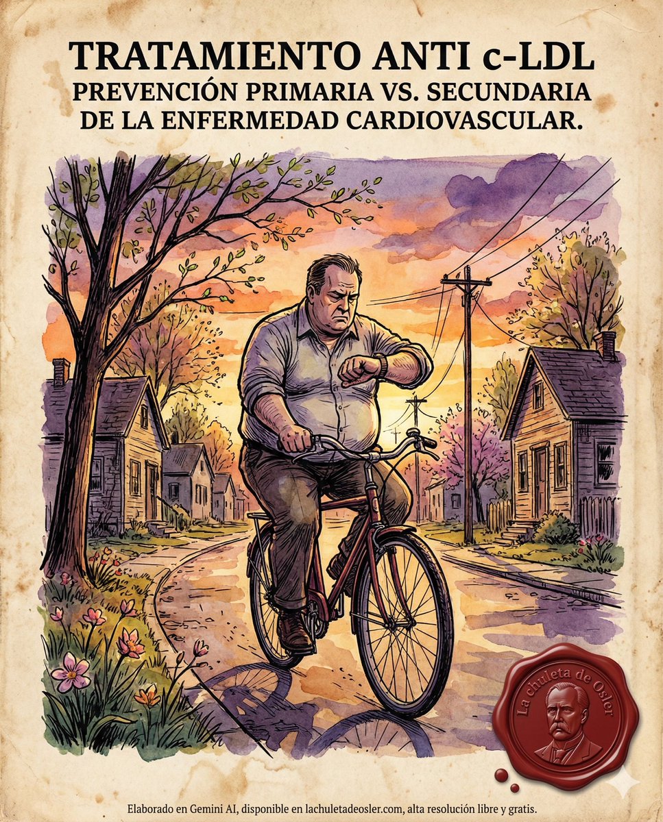 chuletadeosler's tweet image. GRAN REPASO del tratamiento contra c-LDL y la prevencion primaria vs. secundaria de la enfermedad cardiovascular. Prohibido olvidar: NO TODO SON FARMACOS... las CONDICIONES DE VIDA tambien modifican el beneficio de los tratamientos. (Hilo 🧵🪡🧶)

Conceptos...