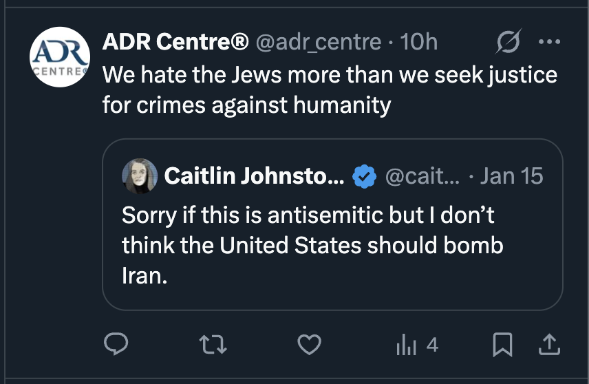 caitoz's tweet image. Me, ironically: Sorry if this is antisemitic but I don’t think the United States should bomb Iran.

Zionists, unironically: Yes it is antisemitic to say the US shouldn't bomb Iran and we are deeply offended. This is a hate crime.