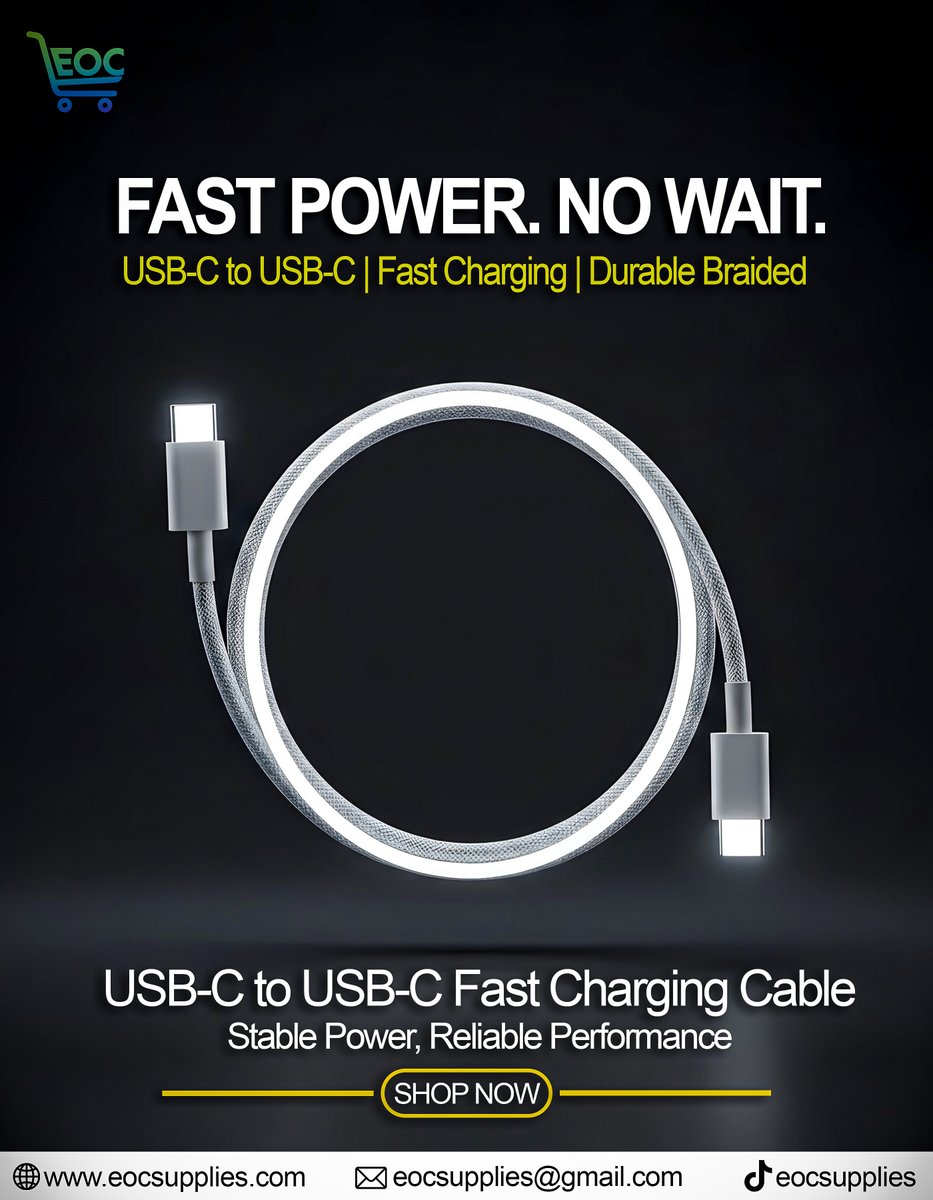 EOCSupplies's tweet image. SHOP NOW 👉 eocsupplies.com

FAST POWER. NO WAIT. ⚡
USB-C to USB-C fast charging cable with durable braided design.
Stable power. Reliable performance 🔋

#FastChargingCable #USBCtoC #EOCSupplies