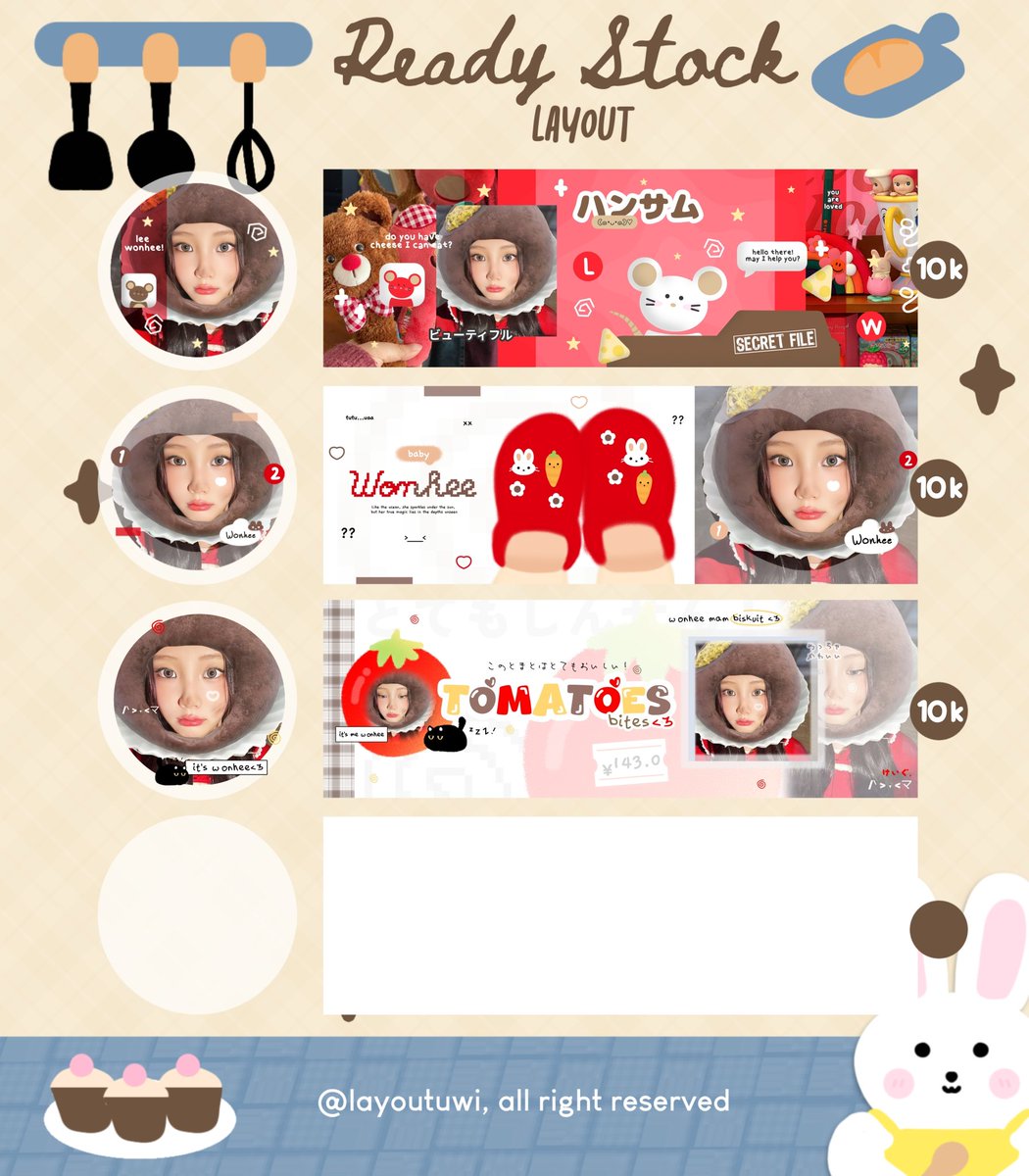 layoutuwi's tweet image. help repost? thanks!

halo, aku bawa layout ready stock ian, karian, wony, wonhee terbaru free retext, yg bisa di take di dm-ku atau bisa langsung ke wa-ku wa.me/628568361174 sekarang juga. Yuk jajan🩷 #zonauang