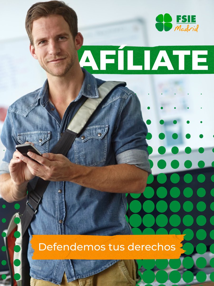 🍀 Únete al sindicato que vela por los derechos de los trabajadores de la enseñanza privada, concertada y atención a la discapacidad de la Comunidad de Madrid 👩🏻‍🏫

Afíliate aquí 👉🏼 bit.ly/450IV04 

#FSIEMadrid #somosFSIE