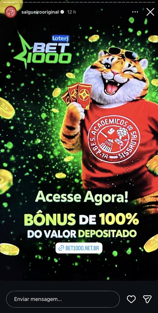 barrracao's tweet image. 🚨 VEJA: Acadêmicos do Salgueiro faz parceria com casa de aposta e divulga “tigrinho” nas redes sociais.