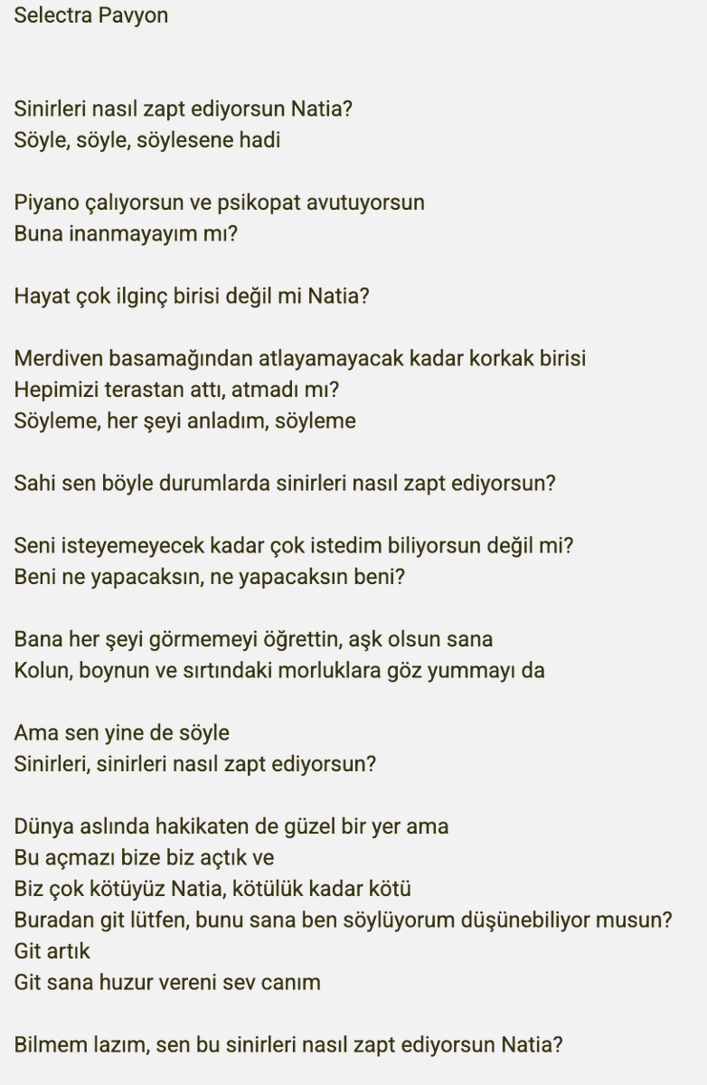 Selectra denince aklıma ilk gelen bu şiirdir, akabinde yan etkileri, sertralinin.