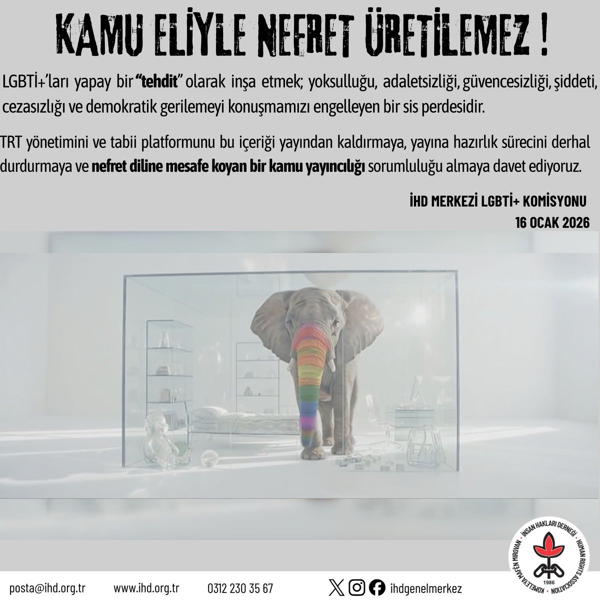 TRT’nin dijital platformu tabii üzerinden 18 Ocak’ta yayınlanacağı duyurulan “Gökkuşağı Faşizmi” adlı belgesel, daha tanıtım dilinden itibaren LGBTİ+’ları hedef alan, onları “tehdit”, “karanlık” ve “sapkınlık” gibi ifadelerle damgalayan açık bir nefret propagandasıdır. 
Bu