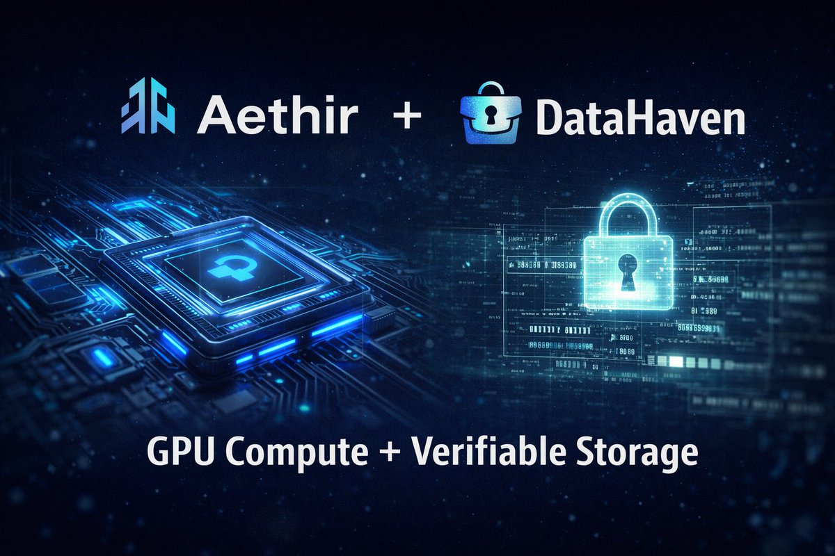AI builders need two critical resources: GPU compute and verifiable storage.
<a href="/aethircloud/">Aethir</a> delivers the compute, <a href="/DataHaven_xyz/">DataHaven 🫎</a> delivers the trust layer.
Together, they form a complete AI stack - from training to secure data ownership. 🚀🔐
