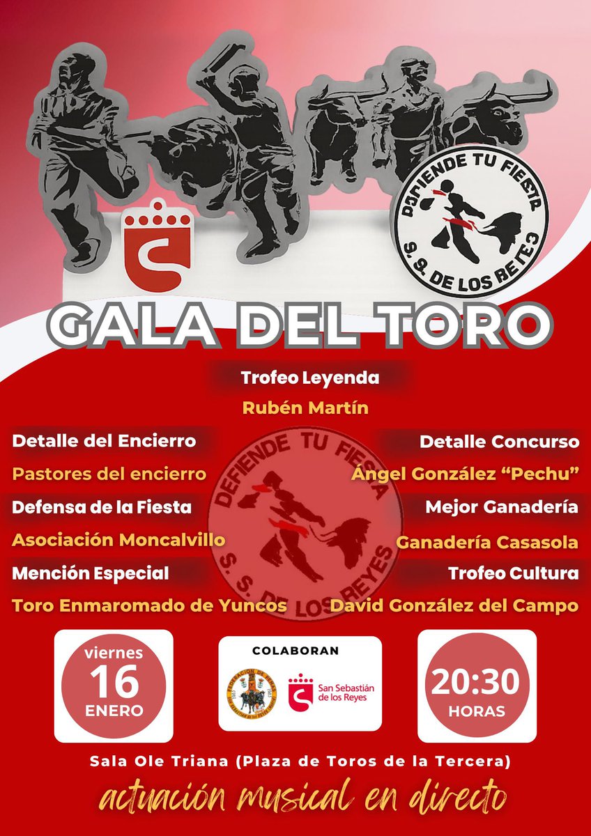 Hoy estaremos en Sanse, en la Gala del Toro que organiza nuestros amigos de <a href="/dtfsanse/">Defiende Tu Fiesta</a> donde recogemos una "Mencion especial". 
Muy agradecidos 💛💙