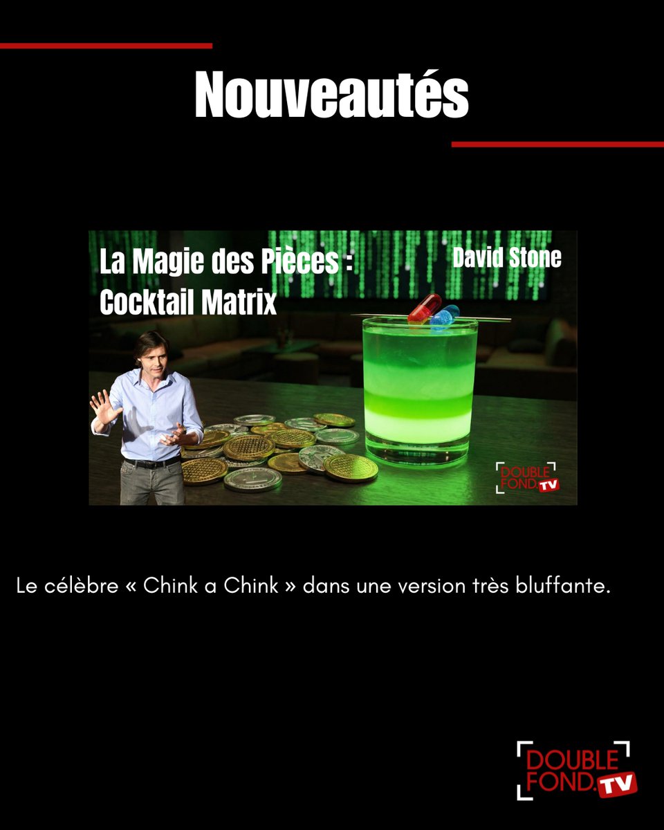Au programme : un nouveau chef d’œuvre de John Bannon à   apprendre sur Double Fond TV : « Spin Doctor » ! 🎩 ✨ 
À découvrir également : « La magie des pièces : cocktail matrix », où David   Stone vous dévoile un autre de ses fameux tours. 😊