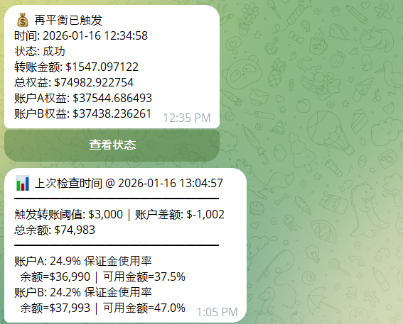 LumaoDoggie's tweet photo. 开源 Grvt自动平衡余额的脚本 + 视频教学

Grvt是一个融资了3000多万美元的Dex, 预计2026 Q1发币.

之前的帖子说了无损拿 @grvt_io 积分的事情
https://t.co/Wp01cfiuUI  ,  主要就是 双号 BTC / ETH 对冲仓位. 躺赚 IO 积分.
没看的朋友可以去看一下.

但是帖子里是每天手动平衡, 出于安全考虑, 没有办法开太高的仓位 (控制在15倍以下).

现在我公布一下这个自用的自平衡 + 告警 + 紧急减仓的脚本. 可以比较安全地开到25倍杠杆. 

(Github 代码页面, 和 教学视频 我都放到2楼链接里)

这个项目会同时监控两个 GRVT 交易子账户（A/B），并自动完成：

- 资金平衡：当 A/B 两个账户的余额差额超过阈值时，自动划转余额，让两边更接近 
划转路径: 账户A 交易账户(trading账户) --> 账户A 资金账户(funding账户) --> 账户B 资金账户--> 账户B交易账户

- 紧急减仓（可选）：当保证金使用率过高时，按配置自动下市价单,分批做双边减仓

- Telegram 告警 + 状态查询：支持告警推送，以及可以查询运行状态

Windows用户有界面可以设置,  Linux 和 Mac用户的话, 就用Docker + 命令行吧, 参考Github 页面里的描述.

可以加入我的的Telegram群聊, 大家可以交流一些策略, 有脚本方面的问题也可以在这里面问.

欢迎大家走我的邀请注册Grvt, 全网最高的每个月手动返 35%交易手续费,  并且会有1.3倍积分加成.

所有链接都在二楼
👇