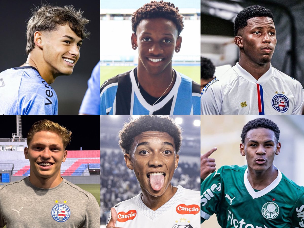 RisingStarXI's tweet image. 🇧🇷🚀 𝟔 𝐖𝐎𝐍𝐃𝐄𝐑𝐊𝐈𝐃𝐒 set to 𝐄𝐗𝐏𝐋𝐎𝐃𝐄 𝐈𝐍 𝐁𝐑𝐀𝐙𝐈𝐋 𝐈𝐍 𝟐𝟎𝟐𝟔 

✭ Tiaguinho (17) — Grêmio 
✭ Gabriel Mec (17) — Grêmio
✭ Ruan Pablo (17) — Bahia
✭ Dell (17) — Bahia
✭ Robinho JR (17) — Santos 
✭ Eduardo Conceição (16) — Palmeiras

𝐁𝐈𝐆 𝐆𝐄𝐌𝐒 💎