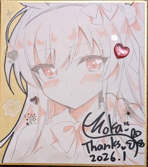 缶バッジガチャの当たり色紙です〜🌟可愛く描けました🎶 