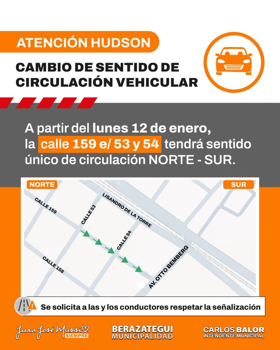 Agenhoy's tweet photo. #Berazategui informa que tramos de tres calles de Hudson tendrán un nuevo sentido único de circulación. De esta manera, dejarán de ser arterias de doble mano.

Conocé más
https://t.co/0GZ9aKtJAJ https://t.co/pKHGUXsfEp