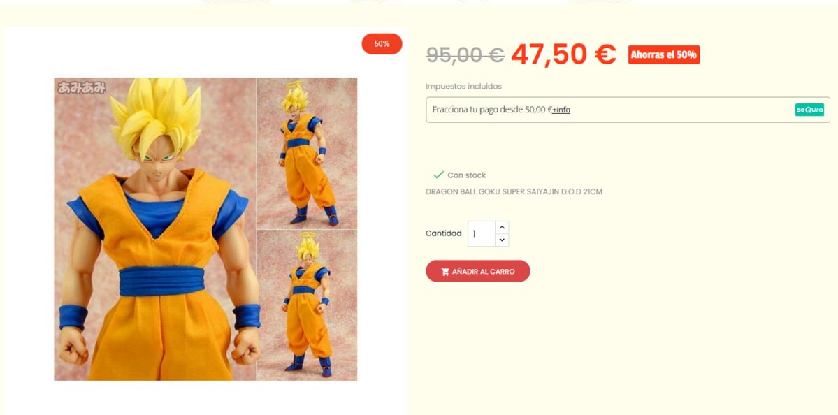 Os dejo aquí la oferta a mitad de precio de esta semana.

DRAGON BALL GOKU SUPER SAIYAJIN D.O.D 21CM, de 95€ a 47.50€

En tienda física y en el siguiente enlace:

arigatosevilla.net/figuras-de-ban…