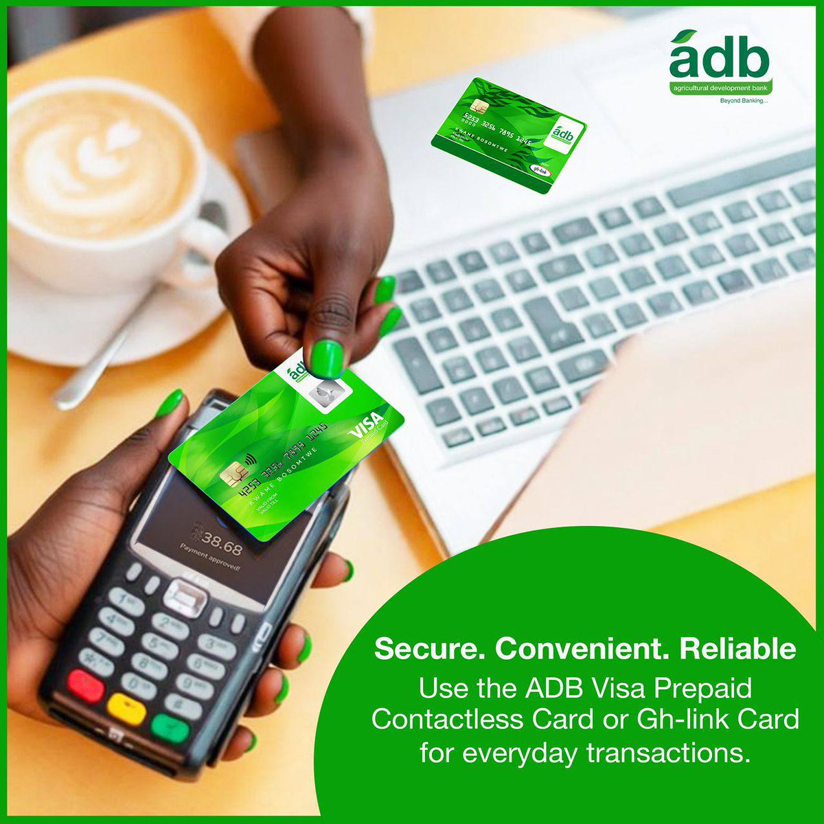 adb_Ghana's tweet photo. Secure. Convenient. Reliable.
Use the ADB VisaPrepaid Contactless Card or Gh-link Card for everyday transactions.

ADB, Beyond Banking… https://t.co/0yxWu51suL