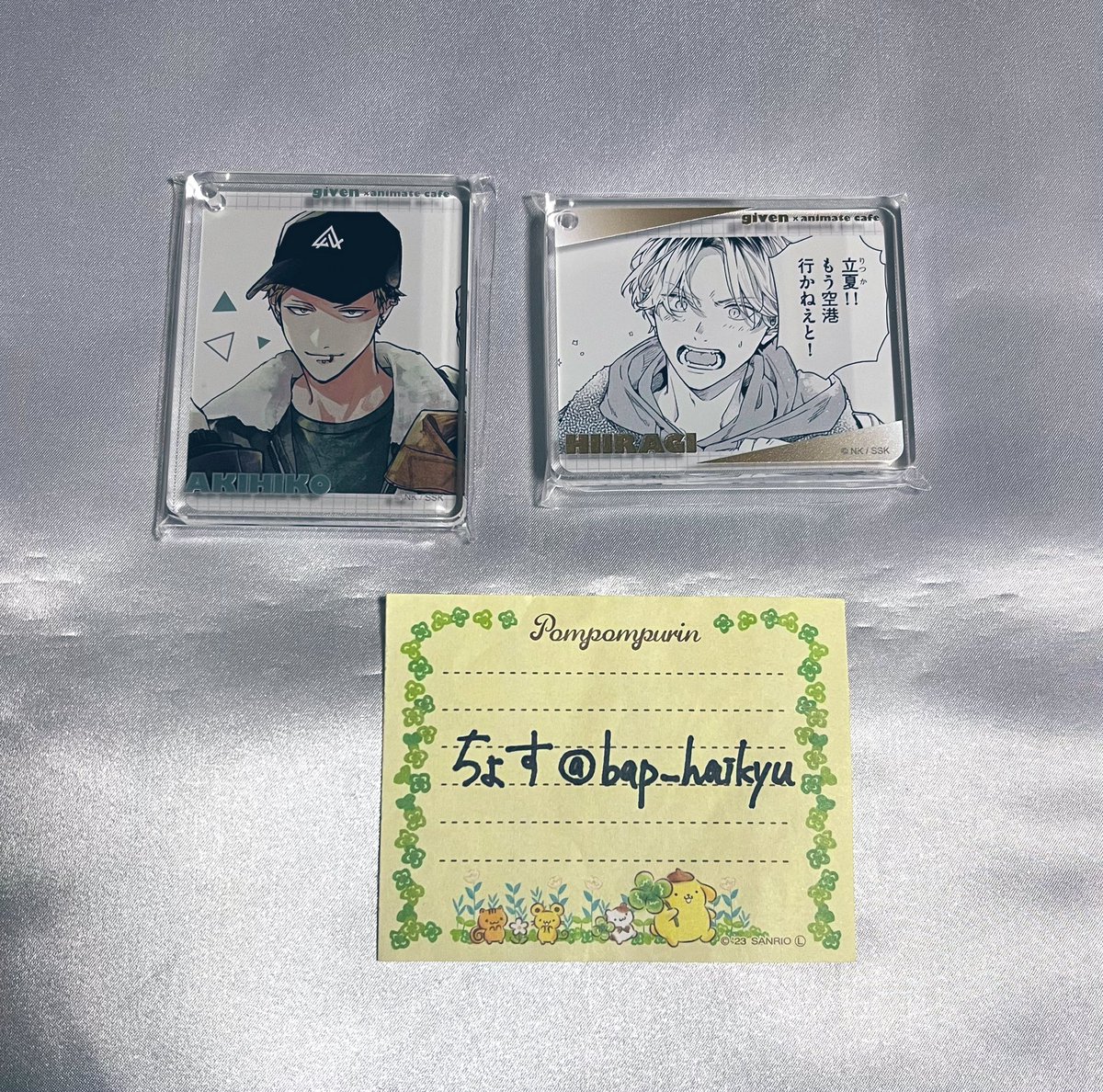 bap_haikyu's tweet photo. 【交換】ギヴン アニカフェ コロッタ 箔押しカード アクリルカード

譲)真冬、春樹、秋彦、柊、玄純、雨月

求)同種立夏

郵送交換のみ。
同種同士の交換。
お気軽にお声かけください。 https://t.co/ZQwf5yPAd4