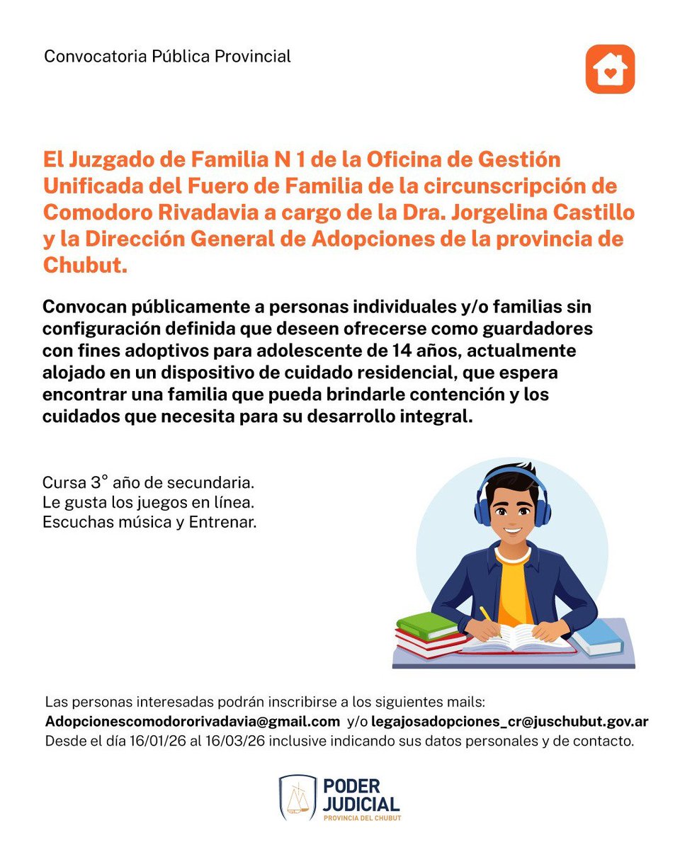 #adopciones #ComodoroRivadavia  Convovatoria Pública