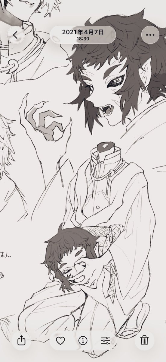 初めて描いた獪ピの絵がこれなので根からの生首好き