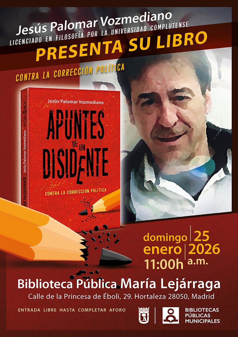 MCRC__es's tweet image. 🚫 Contra la corrección política.

El 25 de enero estaremos en Madrid presentando Apuntes de un Disidente, de Jesús Palomar.