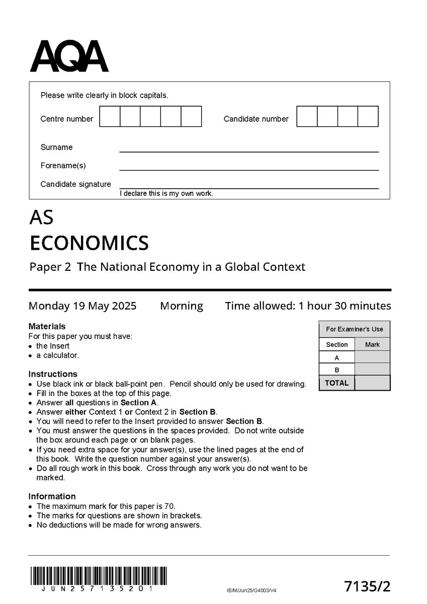 AStephensadriel's tweet photo. https://t.co/ct53smmqxZ
2025 AQA As Level Economics Paper 2 7135 2 The NATIonal Economy In A Global Context
#2025aqaas #aqaaslevel #asleveleconomics #EconomicsPaper2 #71352 #nationaleconomy #GlobalContext #hackedexams https://t.co/8bEbtbNSB5