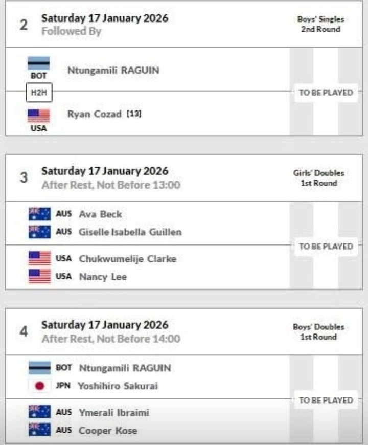 linkiekas's tweet image. Guys 🇧🇼 today in round of 64 Ntungamili Raguin delivered an upset defeating Matteo Gribaldo of Italy (ranked 29th ITF Juniors) 😭🙌 Ntunga is no. 93. He beat him  6-3, 6-2. He is advancing to round of 32. He'll face USA's Ryan Cozad. This is beyond impressive 🥹♥️
#TeamBotswana