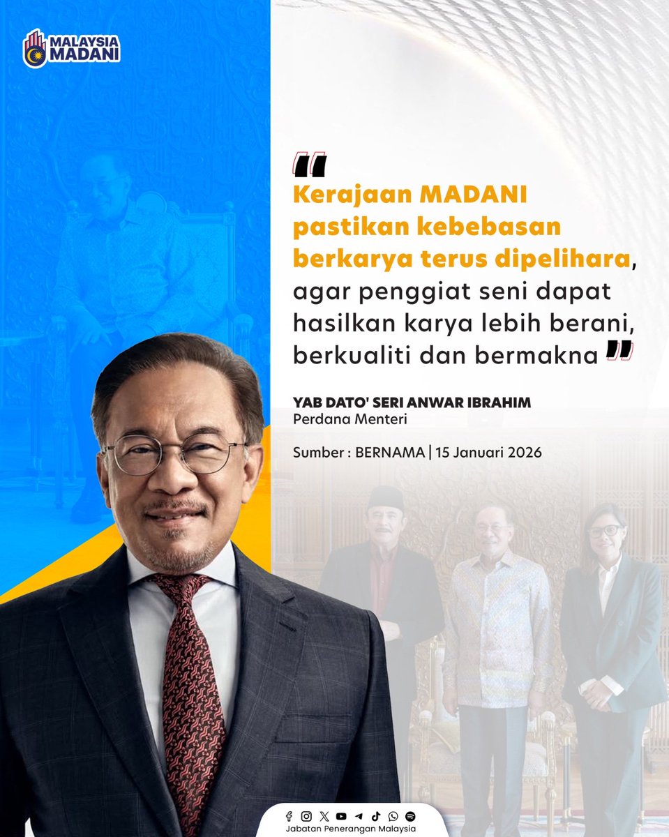 JPenerangan's tweet photo. Kerajaan MADANI pastikan kebebasan seni terpelihara, penggiat kreatif hasilkan karya berani &amp; bermakna untuk negara! ✨🇲🇾

#RancakkanMADANI
#MADANIBekerja
#TaatSetia
#JabatanPenerangan https://t.co/yOc7QAucTU